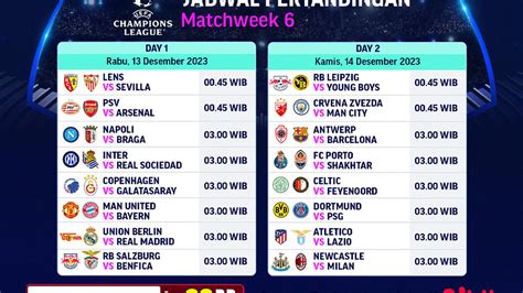 Jadwal dan Live Streaming Liga Champions Week 6 di Vidio - Bola ...