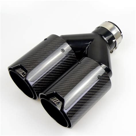 2021 Dual Carbon Fiber + Black Stainless Steel Universal M Performance Carbon Fiber Exhaust Tips ...