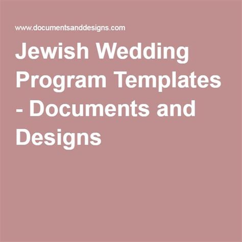 Jewish Wedding Program Templates | Wedding programs, Wedding programs ...