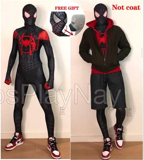 Miles Morales Spider-man Cosplay Costume Spiderman Zentai Suit ...