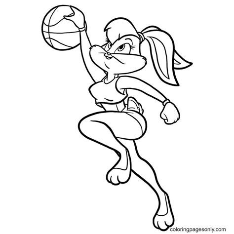 Looney Tunes Lola Bunny plays basketball Coloring Page - Free Printable ...