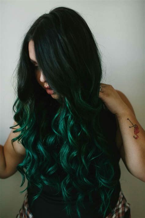 Black to green balayage ombré hair by @beckped at Dallas Roberts Salon ...