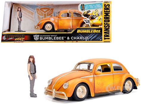 Volkswagen Beetle Weathered Yellow Robot on Chassis Charlie Diecast Figurine Bumblebee 2018 ...