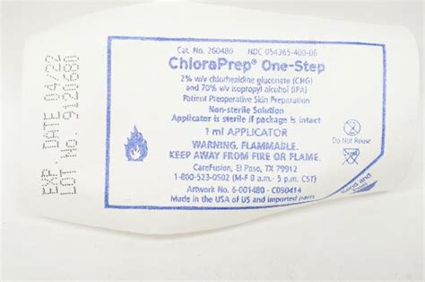 CareFusion 260480 ChloraPrep One-Step 1mL Applicator 2%w/v CHG 70% v/v ...