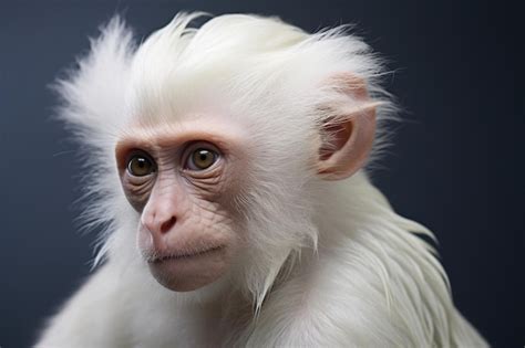 Premium AI Image | Albino monkey Portrait of a rare animal primate on the background