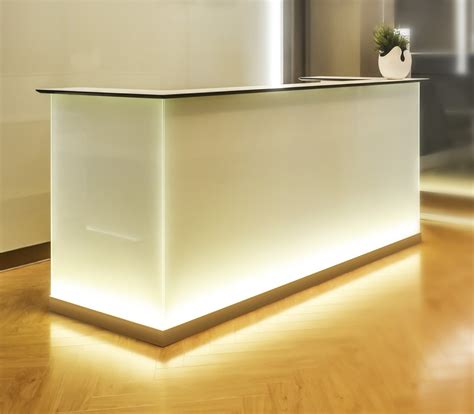 Crystal Glass Reception Desk with Light - Kansole