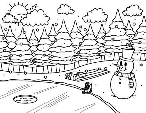 Printable Winter Scene Coloring Page