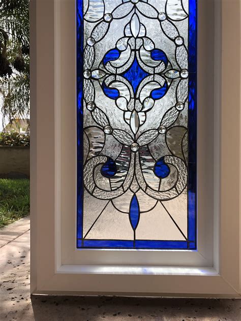 Simply Stunning! The “Victorville” Stained and Beveled Glass Window In Vinyl frame ...