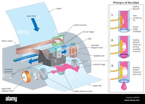 Diagram of the operating process of an inkjet printer Stock Photo - Alamy