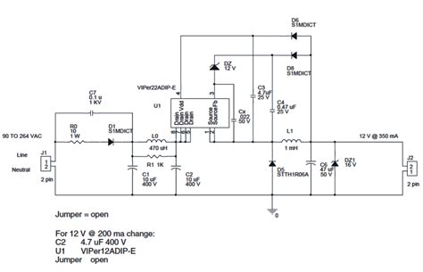 1w, 4w, 6w, 10w, 12w LED Driver Circuit SMPS