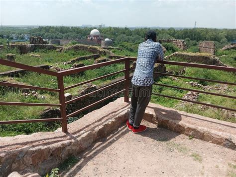 A Man Inside the Tughlaqabad Fort Enjoying the Beautiful View Editorial Photo - Image of india ...