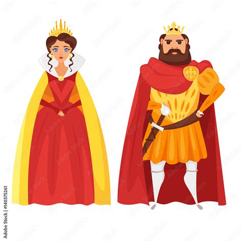 Vector cartoon style illustration of King and queen. Stock Vector ...