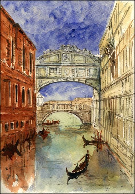 Bridge of Sighs, Venice, Itali, watercolor painting by Juan Bosco | Pictures to paint, Venice, Art