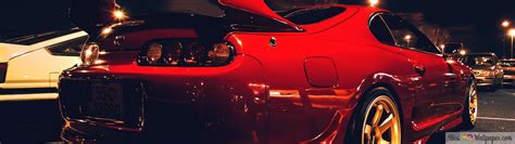 Red toyota supra at night 4K wallpaper download