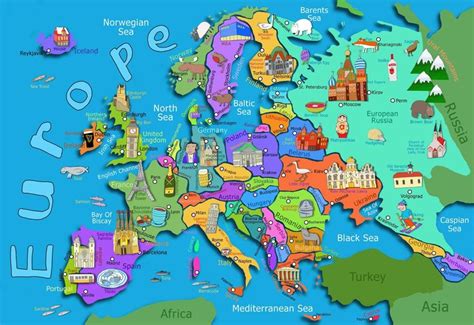 Mapa de Turismo da Europa | World map continents, Europe, Europe map