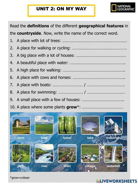 Geographical features 1779489 | bocana | Live Worksheets