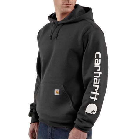 Carhartt Mens Stretchable Signature Logo Hooded Sweatshirt Top Clothing ...