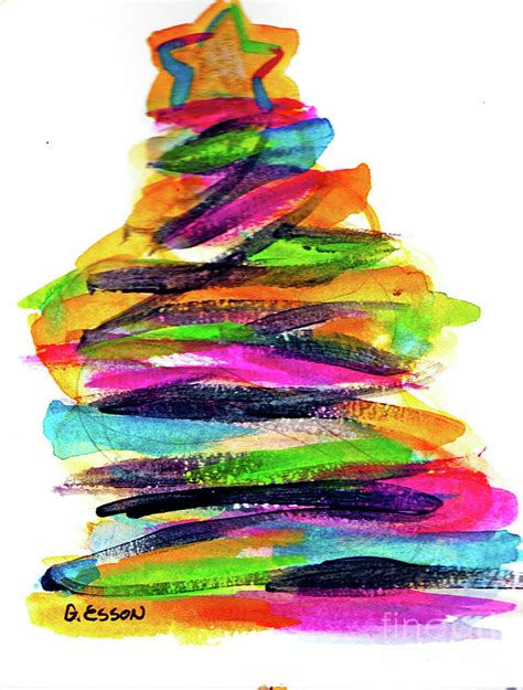 Christmas Tree Abstract Painting by Genevieve Esson - Pixels