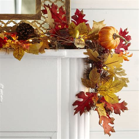 Faux Maple Leaves Pre-Lit Garland | Fall thanksgiving decor, Pre lit ...