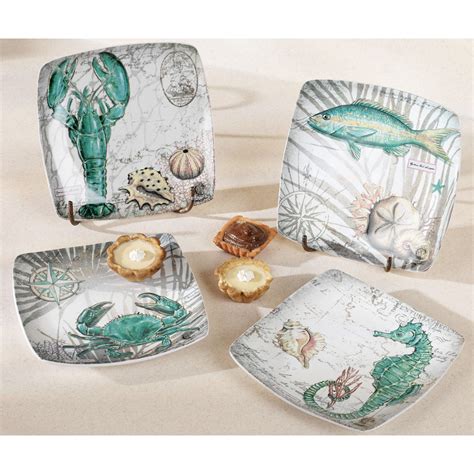 Coastal Ceramic Dessert Plates (set of 4)