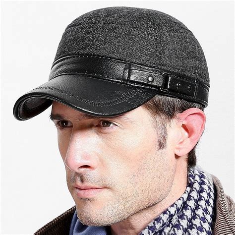 Men Winter Warm Hairy Leather Flat Hat Keep Ear Warm Fashion Vintage Outdoor Casual Flat Cap ...