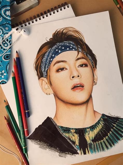 Kim Tae Hyung fan art follow @themichaelamio on Instagram. #bts # ...