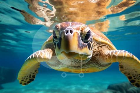 Beautiful Picture of a Sea Turtle in its Natural Habitat stock photo | Creative Fabrica