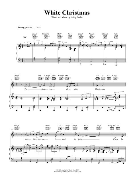 Bing Crosby White Christmas Sheet Music Notes, Chords Download Printable Guitar Chords/Lyrics ...