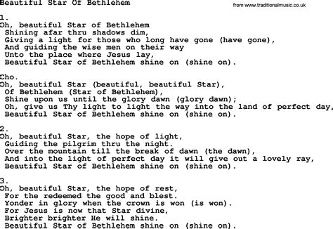 Free Printable Lyrics To Beautiful Star Of Bethlehem - Printable Word Searches