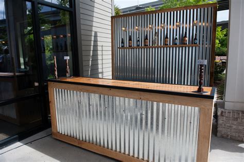 Rustic Corrugated Metal Bar with Shelf