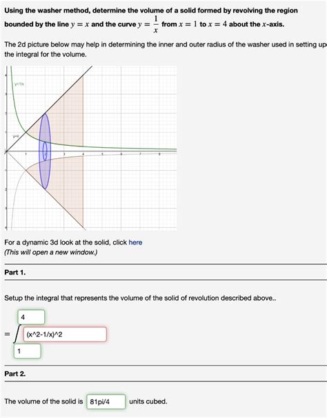 Solved (1 point) Finding the volume of a solid of revolution | Chegg.com