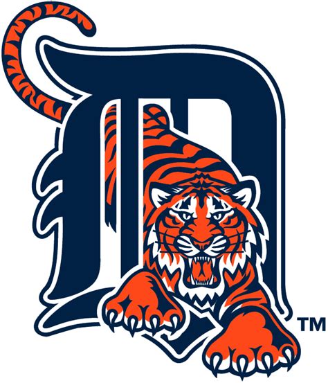 Detroit Tigers Primary Logo (1994) - Orange tiger walking through calligraphic D… | Major League ...