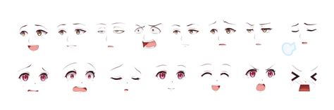 Premium Vector | Anime manga girl expressions eyes set