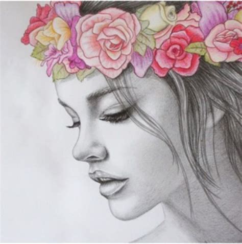 1000+ images about Flower crown girl drawing on Pinterest | Watercolour, Flower and Girls