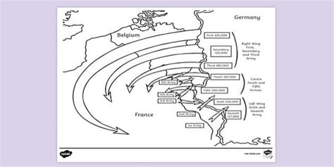 FREE! - The Schlieffen Plan Map Colouring Sheet - Twinkl