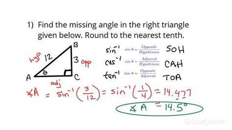 Using Trigonometric Ratios to Solve for an Angle of a Right Triangle ...