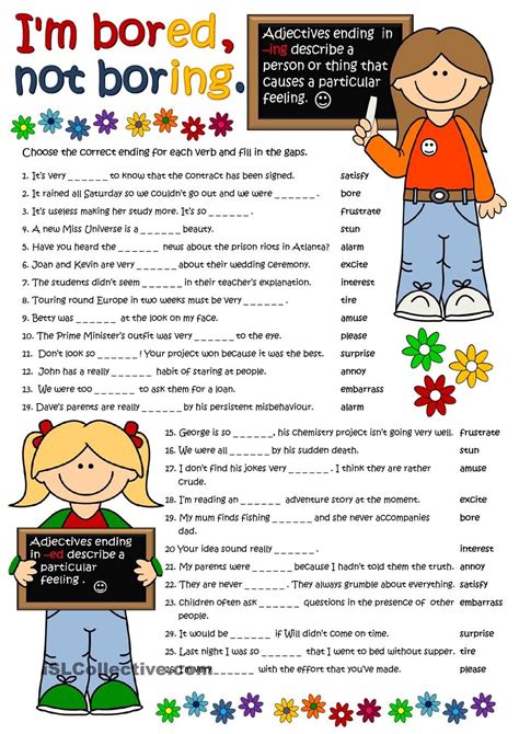 Ed Ing Adjectives Exercises Worksheets - Adjectiveworksheets.net