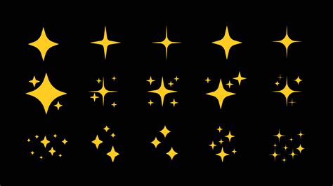 Animation stars twinkling. Animated glittering stars shining yellow in 2d style on transparent ...