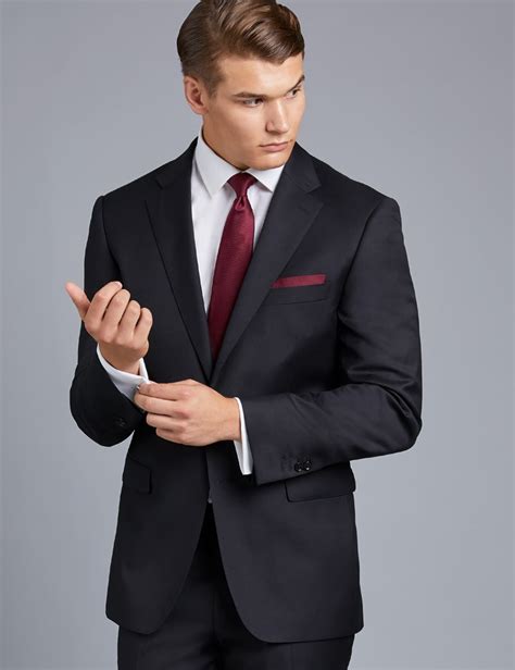 Men's Black Twill Classic Fit Suit | Hawes & Curtis