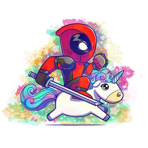 Deadpool Riding a Unicorn with a taco, print can be purchased on my ...