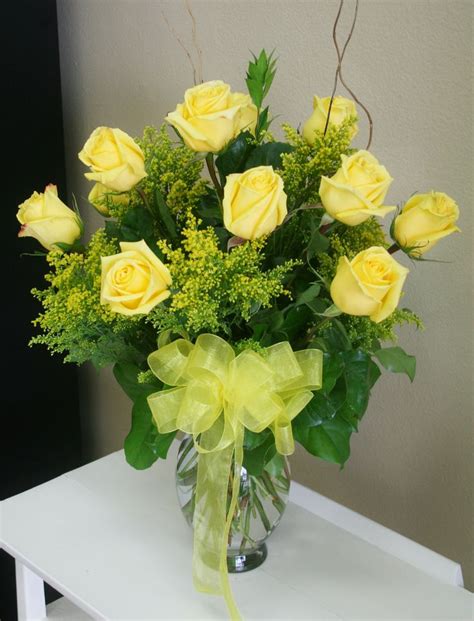 Dozen yellow Roses by Willow Branch Florist of Riverside | Funeral flower arrangements, Flower ...