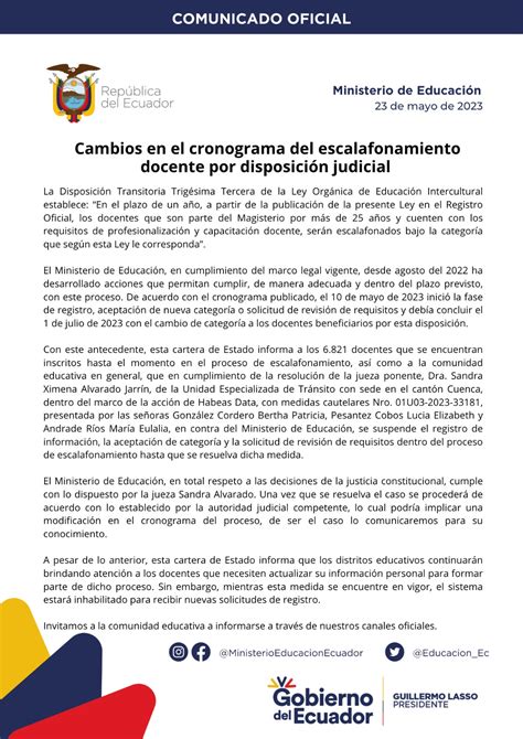 Ministerio de Educación del Ecuador on Twitter: "[COMUNICADO] Informamos a la comunidad ...