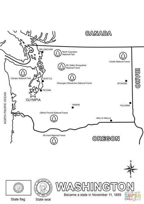 Washington State Map coloring page | Free Printable Coloring Pages