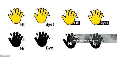 Hi Bye Greeting Hand Waving Logo Icon Greetings Web Symbol For App ...