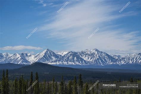 The front ranges of the Saint Elias Mountains in Kluane National Park and Reserve as seen from ...