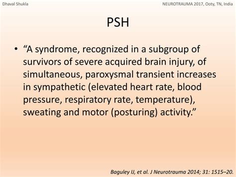 Paroxysmal Sympathetic Hyperactivity in Traumatic Brain Injury [PSH in TBI]