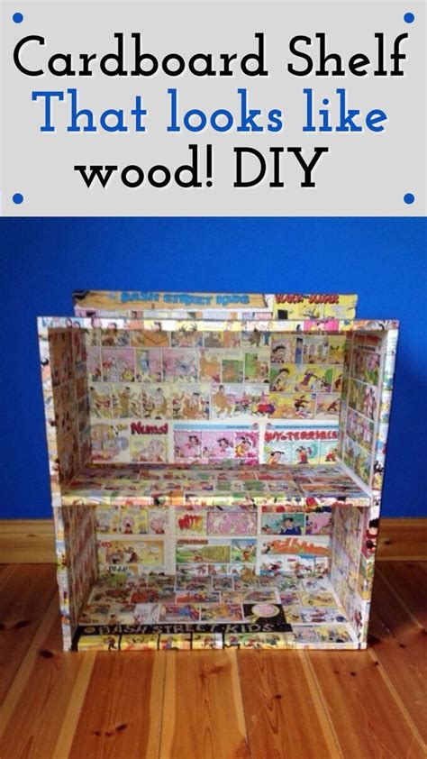 Cardboard Shelf That looks like wood! DIY | Diy, Cardboard furniture, Diy box