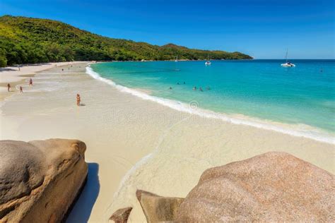 Beautiful Beach Anse Lazio Seychelles Stock Photo - Image of cave ...