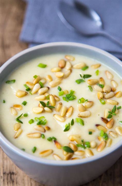 VEGAN CELERIAC SOUP WITH ROASTED GARLIC, CHIVES AND PINE NUTS | GARLIC MATTERS | Recipe | Pine ...