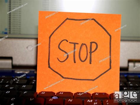 memo note on notebook, drawing of stop street sign, Stock Photo, Picture And Rights Managed ...